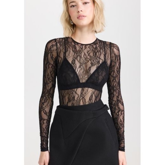 Women's Black Closet. Nyc Lace Thong Bodysuit - Picture 5 of 8